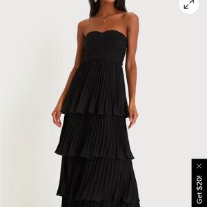 Lulu's Black Strapless Tiered Maxi Dress